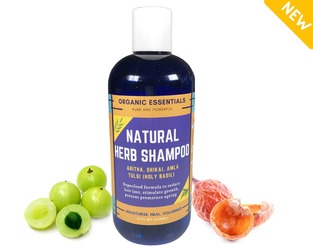 Natural Herb Shampoo with amla and reetha soapnuts for healthy hair.