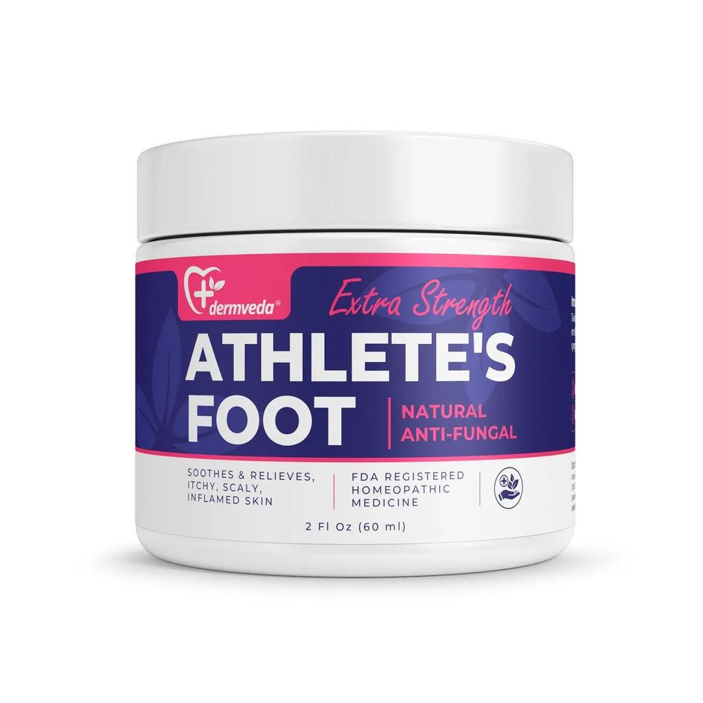 Jar of extra strength antifungal cream for athlete's foot, natural remedy.