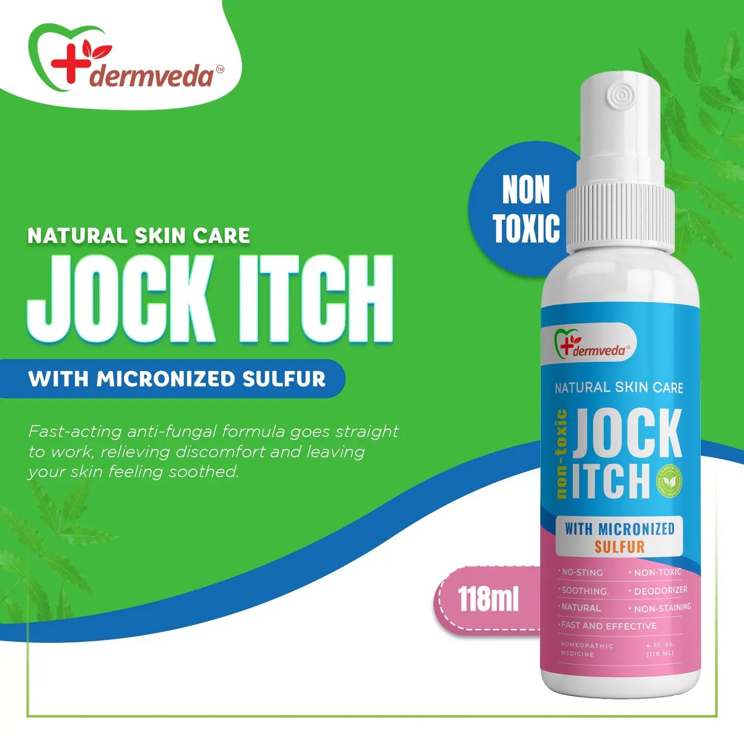 Dermveda Jock Itch Treatment Serum - Anti-Fungal Remedy, Fast Relief f