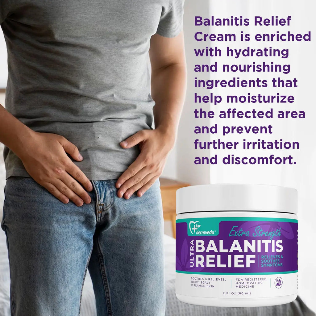 Dermveda Balanitis Relief Cream for soothing itchy, inflamed skin.