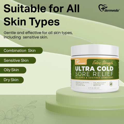 Dermveda Ultra Cold Sore Relief cream for skin, extra strength formula