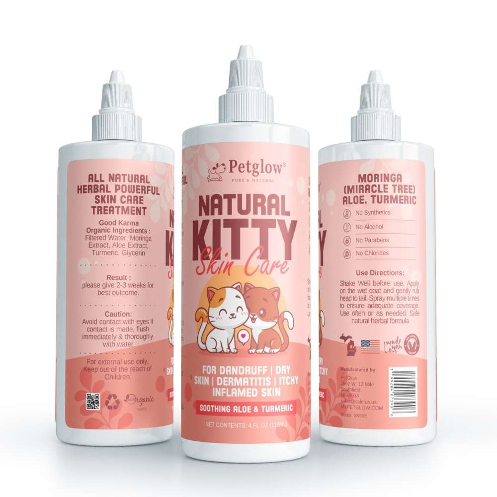 PetGlow Cat Skin Itch Relief Spray - Dandruff & Dry Shampoo | Grooming