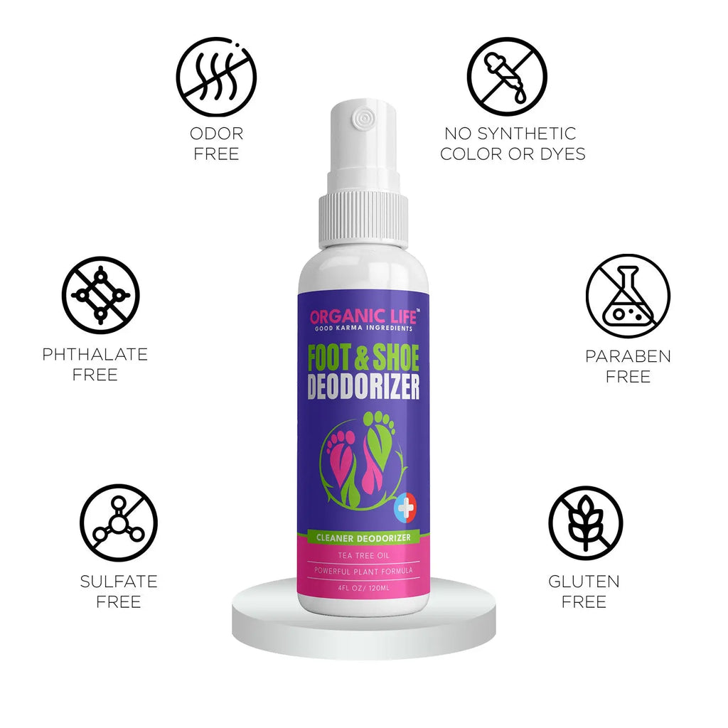 Organic Life Foot Spray with Tea Tree Oil and Witch Hazel.