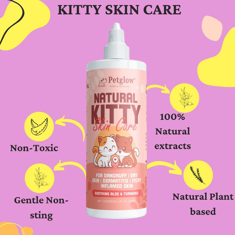 PetGlow Cat Skin Itch Relief Spray - Dandruff & Dry Shampoo | Grooming