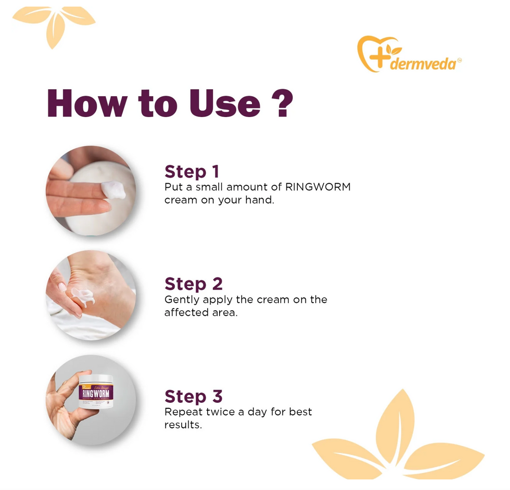 Ringworm treatment cream application guide for humans.