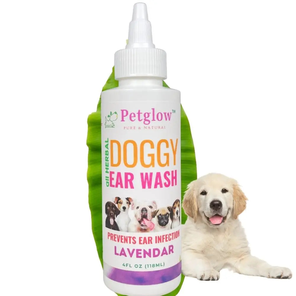 Petglow Dog Ear Cleaning drops with turmeric and aloe vera for itch and odor.