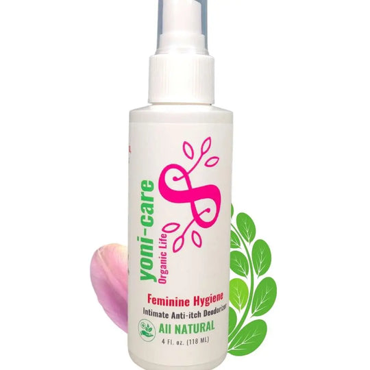 Herbal care spray with organic moringa and tea tree oil for feminine hygiene.